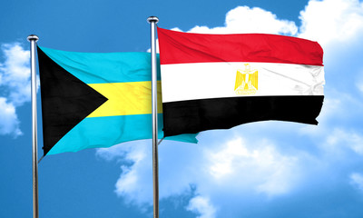 Bahamas flag with egypt flag, 3D rendering