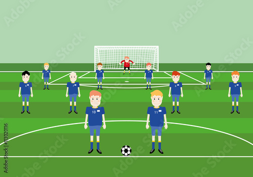 Vector Illustration Of Players Soccer Team Flat Cartoon At Soccer Field Pitch Buy This Stock Vector And Explore Similar Vectors At Adobe Stock Adobe Stock