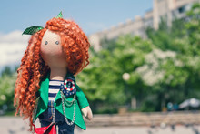 Handmade Doll With Curly Red Hair