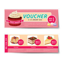 Wall Mural - bakery voucher discount template design