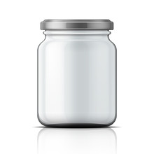 Empty Glass Jar With Screw Cap.