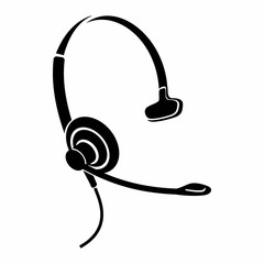 Poster - Headphones with microphone icon, simple style