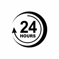 Poster - 24 hours support icon, simple style