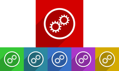 Aufkleber - Flat design vector gear icon set