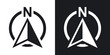 North direction compass icon, vector. Two-tone version on black and white background
