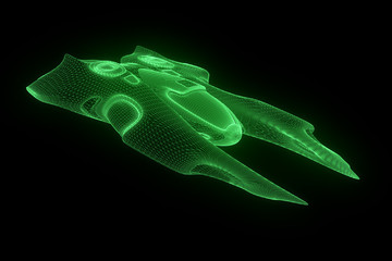 Wall Mural - Spaceship Hologram Wireframe HUD in Motion. Nice 3D Rendering
