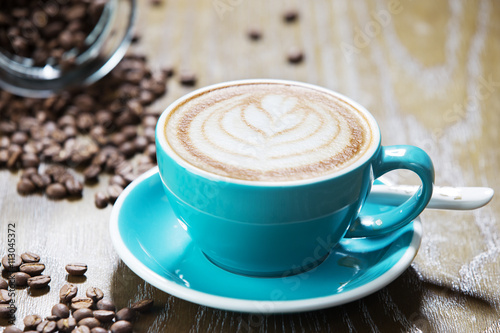 cup of coffee on table Canvas Print