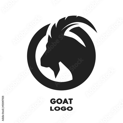 Fényképezés  Silhouette of the goat, monochrome logo.