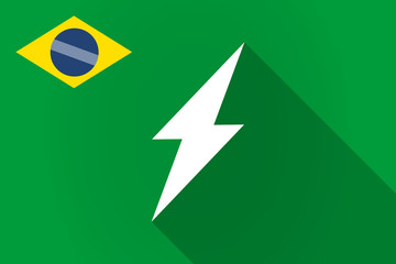 Wall Mural - Long shadow Brazil flag with a lightning