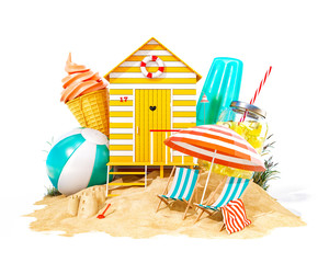 Poster - Colorful retro beach hut