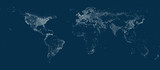 Fototapeta Mapy - Earth' city lights map on the soft dark background