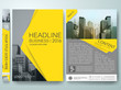 © yuttapholstocker - Brochure design template vector.Business flyers report magazine poster template.Cover book portfolio presentation and yellow shape on A4 poster layout design.City design in brochure background.