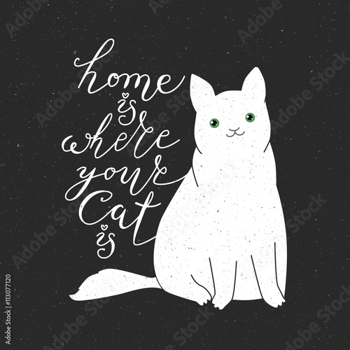 Photographie Caractère de chat mignon et citation.