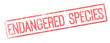 Endangered species red rubber stamp on white
