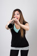 Funny woman with clarinet