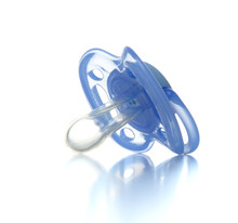 One Blue Plastic Nipple Pacifier Soother Isolated