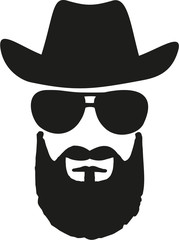 Poster - Cowboy king with western hat, sunglasses and full beard