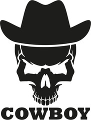 Poster - Cowboy skull with western hat