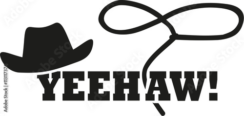 Cuadros en Lienzo Cowboy western hat with lasso - yeehaw