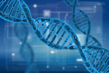 DNA and virus molecules on science background