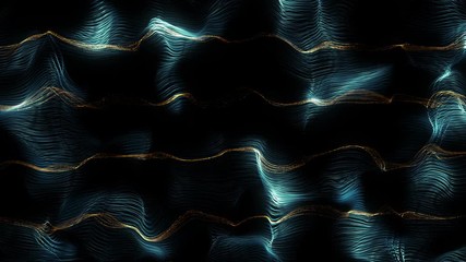 Fototapete - loopable abstract 3d rendering particle background, lines surface displaced  with turbulence field
