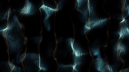 Fototapete - loopable abstract 3d rendering particle background, lines surface displaced  with turbulence field
