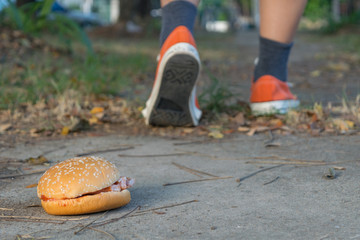 Hamburger and jogging