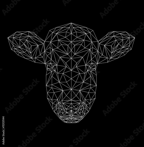 Vector Cow Thin Line Style Cow Low Poly Design Illustration