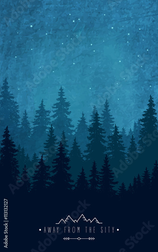 dekoracje-lesne-sylwetka-las-przy-nocnym-niebem-inspirujacy-cytat-do-odpoczy