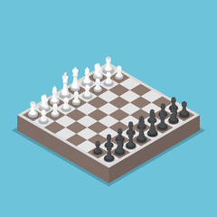 Poster - Isometric chess piece or chessmen with board