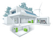 canvas print picture - Energieeffizienz-Haus – Smart Energy: 3d-Illustration