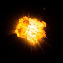 Realistic Fiery Explosion Over A Black Background
