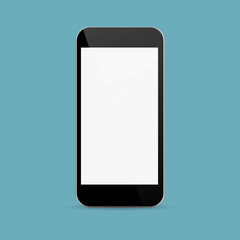 Wall Mural - Realistic black smartphone in realistic style with blank screen isolated on white background. Vector illustration