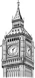 Fototapeta Big Ben - detail big ben tower vector, London symbol