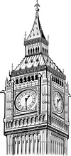 Detail Big Ben Tower Vector, London Symbol