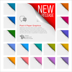Wall Mural - colorful post-it paper set #vector graphics