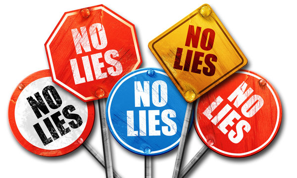 no lies, 3D rendering, street signs