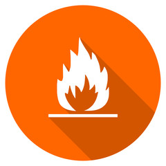 Poster - Flat design round orange flame vector icon