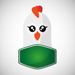 Animal design. chicken icon. Isolated illustration, white backgr