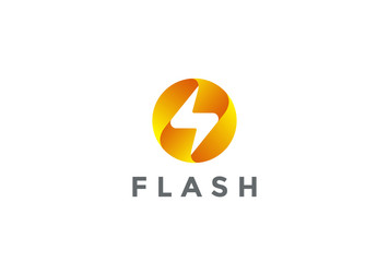 Sticker - Flash Logo circle design Lighting bolt electricity Power icon