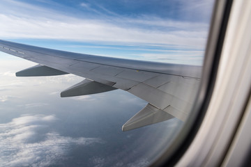 Clouds sky and aircraft wing