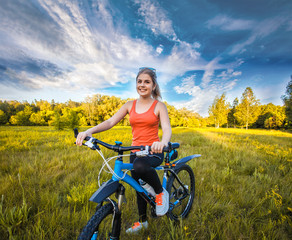 girl with bike enjoy summer vacation