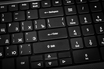Poster - Electronic collection - laptop keyboard. The focus on the Enter