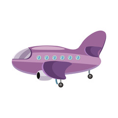 Poster - Purple plane icon, cartoon style
