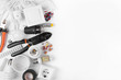© ronstik - top view of electrical tools and equipment on white