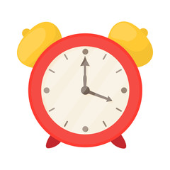 Poster - Red alarm clock icon, cartoon style