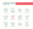 Dinosaurs species- line design icons set