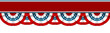 bunting american flags with red ribbon