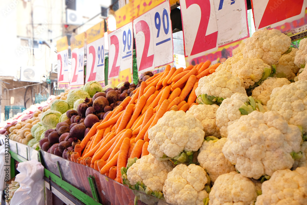 Vegetables stalls in Israel market
