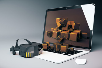 Aufkleber - Virtual reality glasses laptop grey